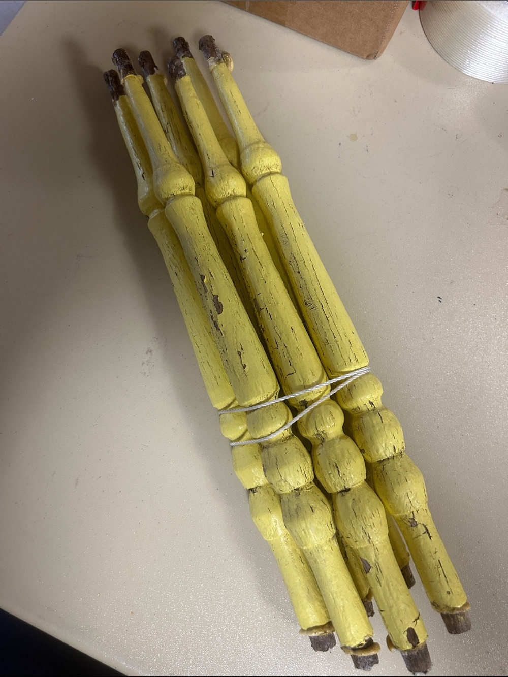 Set of 6 Yellow Distressed Chair Spindles Decor
